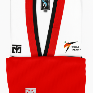 لباس تکواندو دخترانه پومسه طرح موتو (MOOTO)